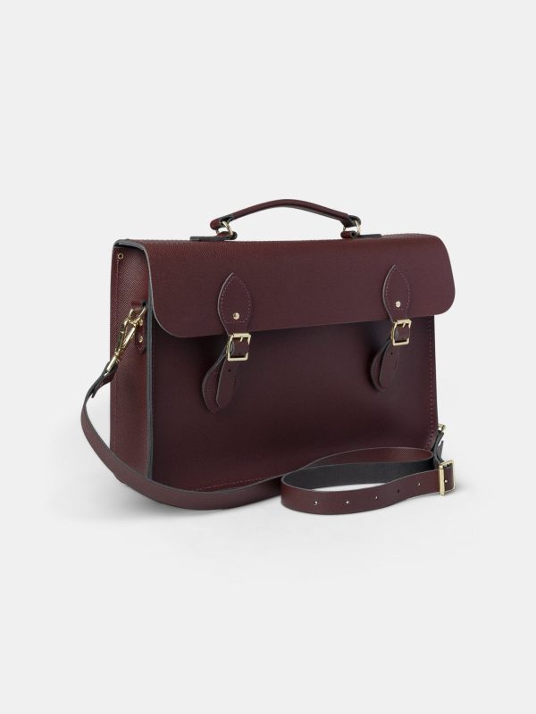 The Briefcase -  Oxblood Saffiano Im Angebot – Bild 4
