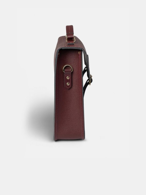 The Briefcase -  Oxblood Saffiano Im Angebot – Bild 5