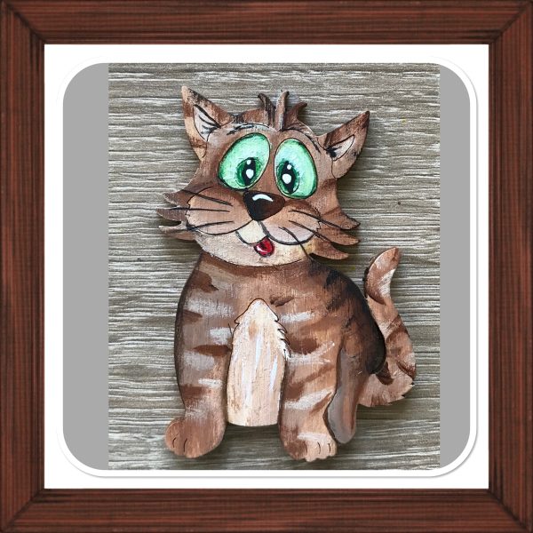 Katze sitzend aus Holz Zu verkaufen – Bild 3